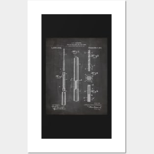 Pool Cue Patent - 9 Ball Art - Black Chalkboard Posters and Art